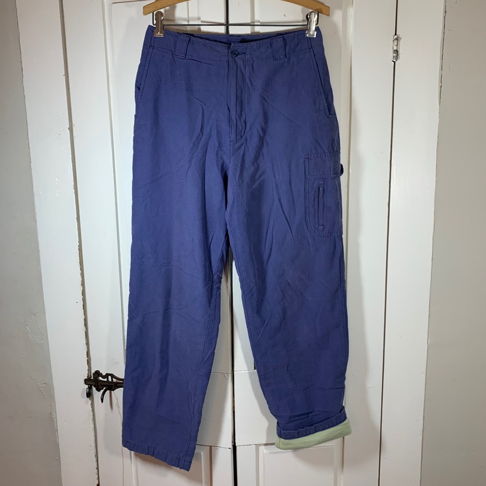 LL Bean Outdoors Fleece Lined Cargo Pants Blue Womens 8‎ Reg 0RH31 Winter Hiking